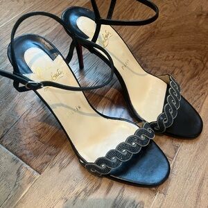 Christian Louboutin black and silver strappy heels worn once